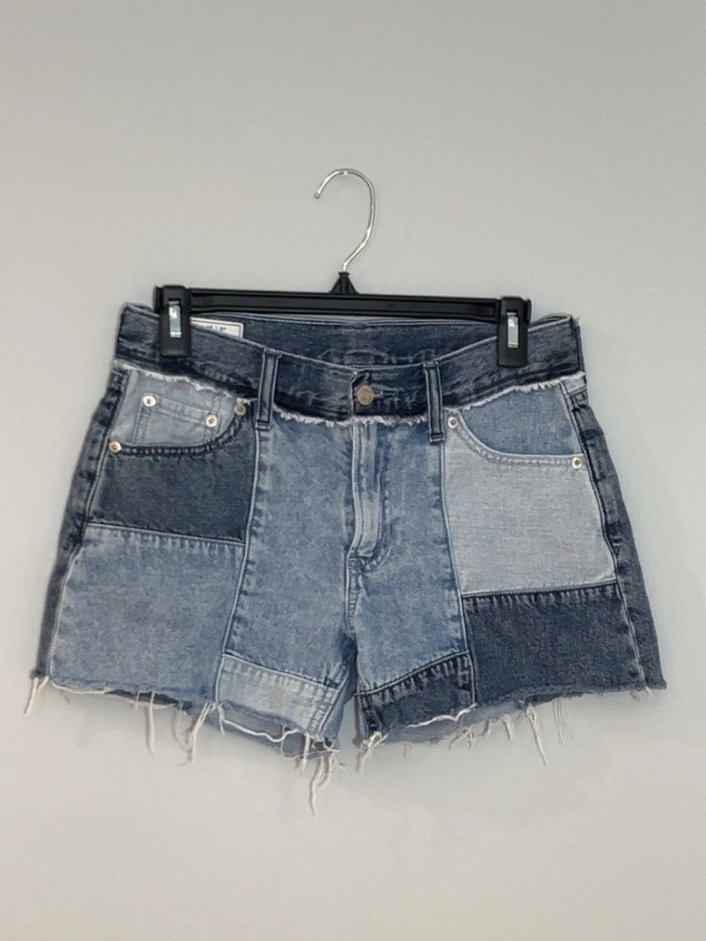 GAP Patchwork Denim Shorts in Mixed Blue Washes